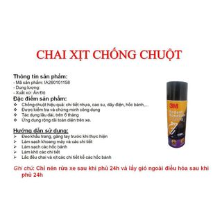 Chai Xịt Phủ Chống Chuột Xe Ô Tô 3M Đuổi chuột khỏi khoang động cơ