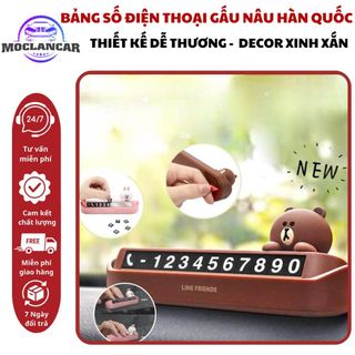 Bảng Ghi Số Điện Thoại Hình Gấu Nâu Line Friends Kiểu Hàn Quốc Trang Trí Xe Hơi- Moclancar