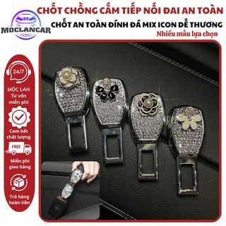 Chốt An Toàn Đính Đá - Chốt Chồng Cắm Tiếp Nối Mix Icon Đá Ngắt Chông Báo Động-Chất Liệu Mạ Crom
