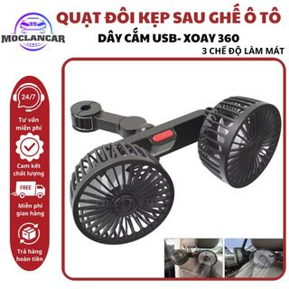 Quạt điện ô tô , quạt hai lồng xoay 360 độ, 3 chế độ gió , chân usb 5v 12v 24v Moclancar