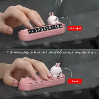 Bảng Ghi Số Điện Thoại Hình Gấu Nâu Line Friends Kiểu Hàn Quốc Trang Trí Xe Hơi- Moclancar