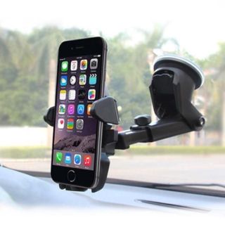 Kẹp giá đỡ điện thoại trên xe ô tô - có chân hít kính xoay 360 độ