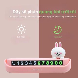 Bảng Ghi Số Điện Thoại Hình Gấu Nâu Line Friends Kiểu Hàn Quốc Trang Trí Xe Hơi- Moclancar