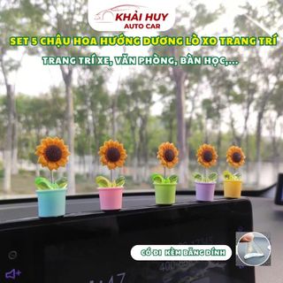 Set 5 Chậu Hoa Hướng Dương Mini Trang Trí Xe, Văn Phòng, Nhà ở,.. Khaihuyauto