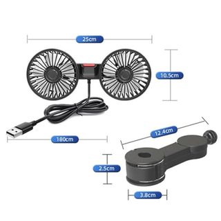 Quạt điện ô tô , quạt hai lồng xoay 360 độ, 3 chế độ gió , chân usb 5v 12v 24v Moclancar