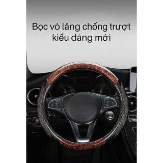 Bọc vô lăng xe tải vân carbon phối gỗ nhiều màu phù hợp với size 40,42,45cm