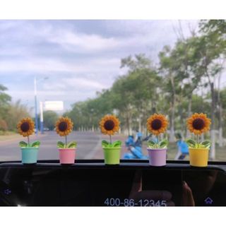 Set 5 Chậu Hoa Hướng Dương Mini Trang Trí Xe, Văn Phòng, Nhà ở,.. Khaihuyauto