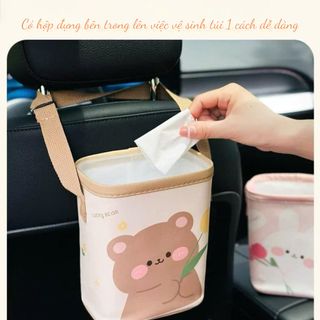 Túi Đựng Đựng Đồ Đa Năng Hộp Đựng Sau Ghế Ô Tô Hình Hoạt Hình Chất Liệu Da PU Dễ Dàng Vệ Sinh-Mincar