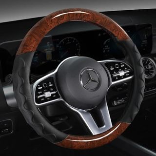 Bọc vô lăng xe tải vân carbon phối gỗ nhiều màu phù hợp với size 40,42,45cm