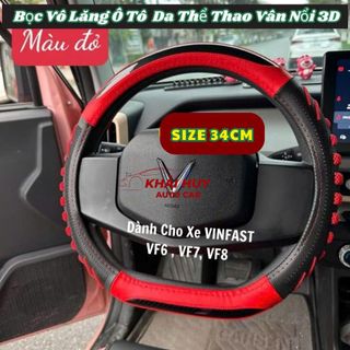 Bọc Vô Lăng VINFAST VF6, VF7, VF8 Bọc D CUT SIZE 34CM Vân Carbon Phối Da Nhiều Màu Cao Cấp