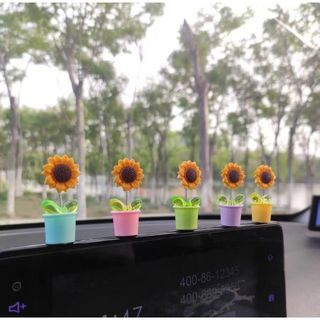 Set 5 Chậu Hoa Hướng Dương Mini Trang Trí Xe, Văn Phòng, Nhà ở,.. Khaihuyauto