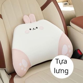 Gối Tựa Đầu - Tựa Lưng Cao Su Non LUCKY BEAR - SWEET BUNNY Họa Tiết Hoạt Hình Dễ Thương Cho Xe Ô Tô