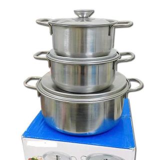 BỘ 3 NỒI INOX CÓ QUAI CAO CẤP HỘP XANH