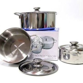 BỘ 3 NỒI INOX CÓ QUAI CAO CẤP HỘP XANH