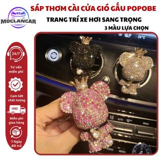 Sáp Thơm Cài Cửa Gió Ô Tô Gấu Popobe Đính Đá Bản Siêu Cấp Trang Trí Nội Thất Xe Trở Nên Lung Linh