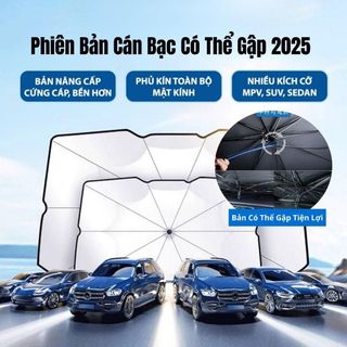 Ô Che Nắng Kính Lái Xe Hơi - Dù Che Nắng Ô Tô Cách Nhiệt Cán Bạc Có Thể Gập - Giảm Nóng Bảo Vệ Nội Thất