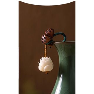 Móc Khóa Xe Hơi Mặt Gỗ Hoa Sen Sáng Tạo Phong Cách Thích Hợp Treo Túi Xách Móc Khóa Ô Tô Xe Máy Women Móc Khoá Xốp
