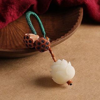 Móc Khóa Xe Hơi Mặt Gỗ Hoa Sen Sáng Tạo Phong Cách Thích Hợp Treo Túi Xách Móc Khóa Ô Tô Xe Máy Women Móc Khoá Xốp