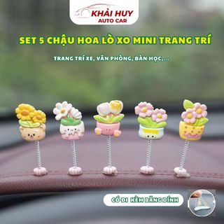 SET 5 Chậu Hoa Lò Xo Mini Trang Trí Xe, Bàn Làm Việc, Nhà Cửa,...Khaihuyauto