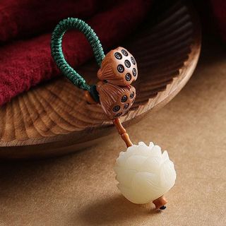 Móc Khóa Xe Hơi Mặt Gỗ Hoa Sen Sáng Tạo Phong Cách Thích Hợp Treo Túi Xách Móc Khóa Ô Tô Xe Máy Women Móc Khoá Xốp