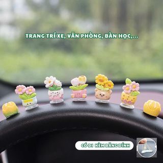 SET 5 Chậu Hoa Lò Xo Mini Trang Trí Xe, Bàn Làm Việc, Nhà Cửa,...Khaihuyauto