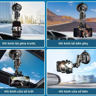 Giá đỡ điện thoại ô tô Phụ Kiện Cao Su hút chân không, kẹp điện thoại hít kính B1 chất liệu hợp kim cao cấp xoay 360 độ mẫu mới 2024