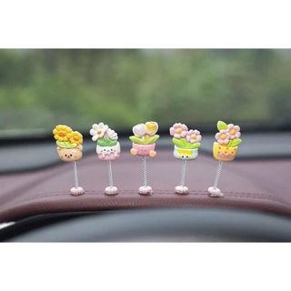 SET 5 Chậu Hoa Lò Xo Mini Trang Trí Xe, Bàn Làm Việc, Nhà Cửa,...Khaihuyauto