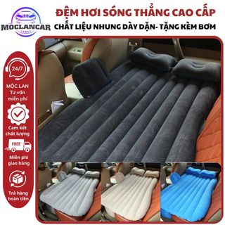 (Tặng Kèm Bơm) Đệm Hơi Ô Tô Sóng Thẳng Chất Liêu Nhung Cao Cấp Loại Dày Dặn Cho Xe 4-5 Chỗ
