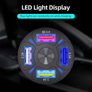 Tẩu Sạc Đa Năng Trên Ô Tô 4 Cổng USB QC3.0 Có Đèn Led Khaihuyauto