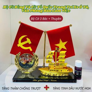 BỘ CỜ 3 BÁC ĐÍNH PHA LÊ TRANG TRÍ TAPLO XE Ô TÔ , BÀN LÀM VIỆC