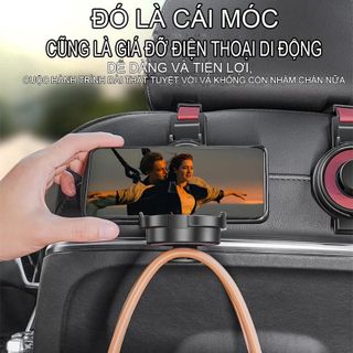 Móc Treo Đồ Sau Xe 2in1 - Giá Treo Sau Xe Kèm Để Cốc Siêu Tiện Lợi - Moclancar