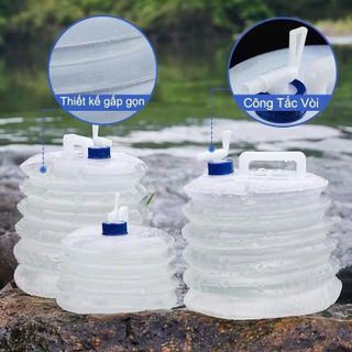 Bình Nước Gấp Gọn - Thùng Đựng Nước Gấp Gọn Đi Du Lịch Dã Ngoại Siêu Nhẹ 5L 10l 15L