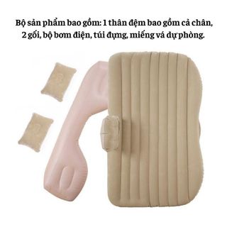 (Tặng Kèm Bơm) Đệm Hơi Ô Tô Sóng Thẳng Chất Liêu Nhung Cao Cấp Loại Dày Dặn Cho Xe 4-5 Chỗ