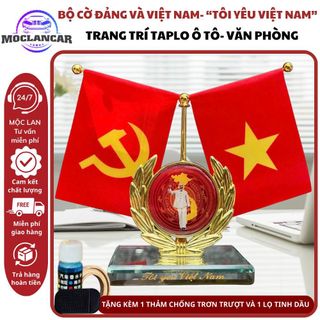 Bộ Cờ Đảng Và Cờ Tổ Quốc 'TÔI YÊU VIỆT NAM ' Trang Trí Xe Ô Tô, Văn Phòng Bàn Làm Việc - Mộc Lan Car