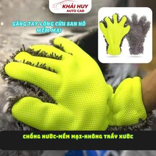 Găng Tay Lông Cừu San Hô Mềm Mại Thấm Hút Nước Vệ Sinh Cửa Kính Xe Hơi-Chống Nước, Mềm Mại, Chống Trầy Xước, Dễ Sử Dụng