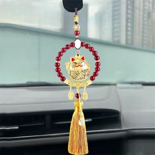 Khánh Mèo Nội thất ô tô Thần Tài Mang Lại May Mắn - Tài Lộc -Bình An - Trang Trí Xe Hơi Treo Gương Chiếu Hậu Nhựa