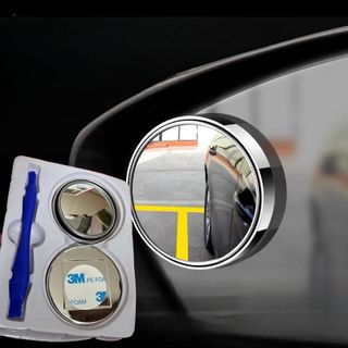 Bộ 2 Gương Cầu Lồi Viền Bạc Mới 2025 ( Hộp Gương + Gạt + Túi Giấy Ướt) Gương Xoay 360