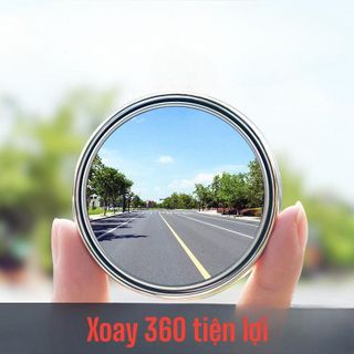 Bộ 2 Gương Cầu Lồi Viền Bạc Mới 2025 ( Hộp Gương + Gạt + Túi Giấy Ướt) Gương Xoay 360