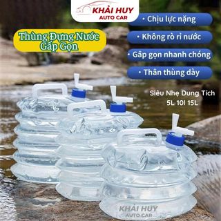 Thùng Đựng Nước Gấp Gọn Đi Du Lịch Dã Ngoại Siêu Nhẹ Dung Tích 5L 10l 15L- Có Van Đóng Mở khaihuyauto