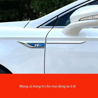 Bộ 2 Mang Cá R-Line Hợp Kim Trang Trí Ô Tô, Phong Cách Thể Thao, Sang Trọng khaihuyauto