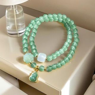 Vòng Tay Hạt Xanh Phối Charm Hồ Lô/ Hoa – Phụ Kiện Trang Sức Thời Trang Nữ, Dễ Phối Đồ