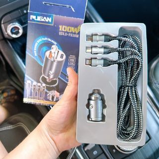 Bộ tẩu âm sạc nhanh 100W QC4.0 1 type C thiết kế vòng kéo dễ dàng cắm và rút phích cắm Phụ Kiện