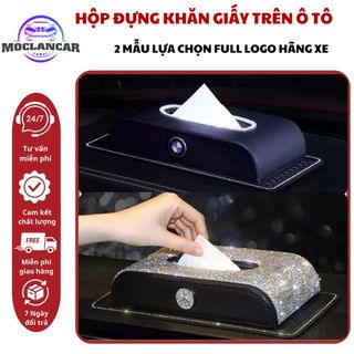 Hộp Đựng Khăn Giấy Đính Đá Và Da Sang Trọng Để Trên Xe Ô Tô -Thiết Kế Nhỏ Gọn Chất Liệu Da Cao Cấp- Moclancar