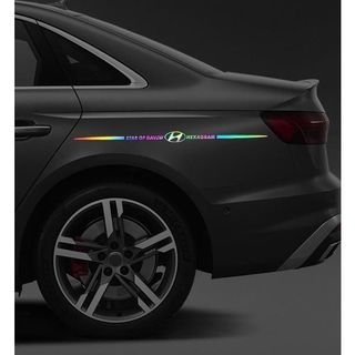 Tem Decal Dán Trang Trí Xe Ô Tô Laser Phản Quang Biểu Tượng "STARCFDAVID - Logo Hãng Xe - HEXAGRAM..