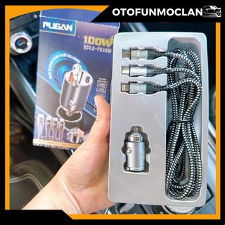 Bộ tẩu âm sạc nhanh 100W QC4.0 1 type C thiết kế vòng kéo dễ dàng cắm và rút phích cắm Phụ Kiện