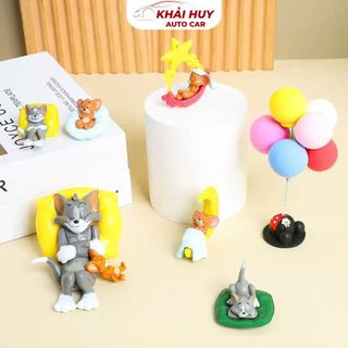 Mô Hình Mèo Đuổi Chuột Hoạt Hình Dễ Thương Trang Trí Taplo Ô Tô Bàn Làm Việc