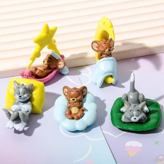 Mô Hình Mèo Đuổi Chuột Hoạt Hình Dễ Thương Trang Trí Taplo Ô Tô Bàn Làm Việc