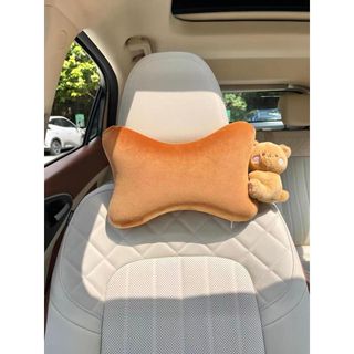 Bộ Gối Tựa Đầu Tựa Lưng Đệm Ghế Ô Tô Nâng Chiều Cao Thỏ Trắng Gấu Nâu Cao Cấp Cao Su