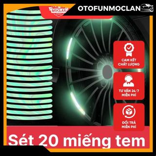 Miếng dán phản quang 7 màu set 20 miếng độc đáo dùng để trang trí bánh xe ô tô phụ kiện ô tô Mộc Lan