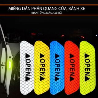 Set 4 tấm dán cửa xe ô tô Open THẾ HỆ MỚI 5 MÀU phản quang cánh bảo va chạm